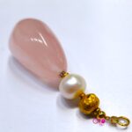 Ciondolo quarzo rosa montatura in oro giallo 18 kt - immagine 2
