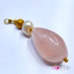 Ciondolo quarzo rosa montatura in oro giallo 18 kt