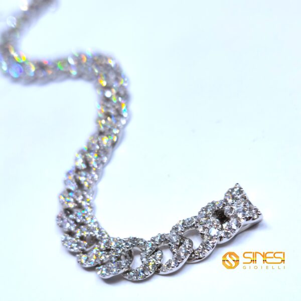 Bracciale oro bianco kt 18  a catena con diamanti - immagine 2
