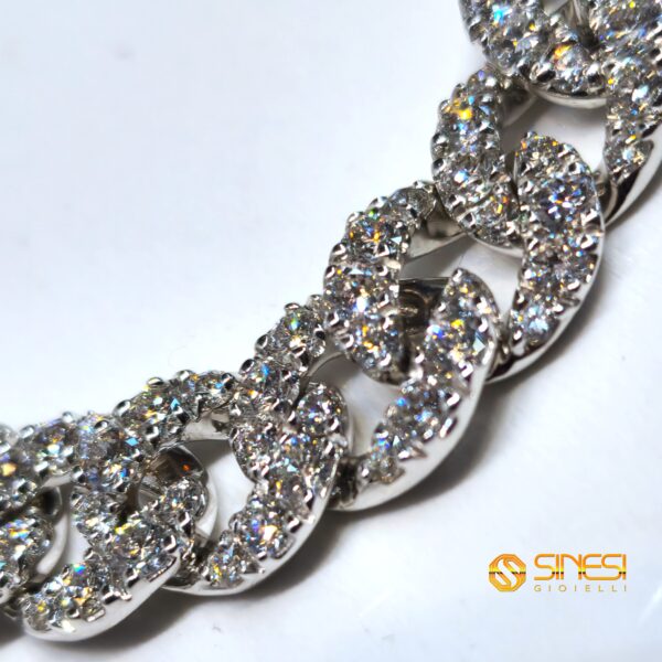 Bracciale oro bianco kt 18  a catena con diamanti