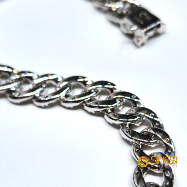 Bracciale oro bianco kt 18  a catena con diamanti - immagine 3