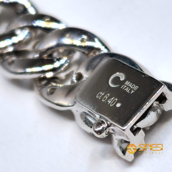 Bracciale oro bianco kt 18  a catena con diamanti - immagine 4