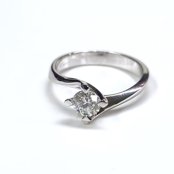 Anello oro bianco 18 kt  solitario - immagine 3