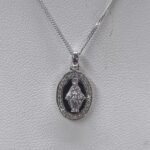 Collana oro bianco18 kt madonnina Crivelli con di - immagine 3