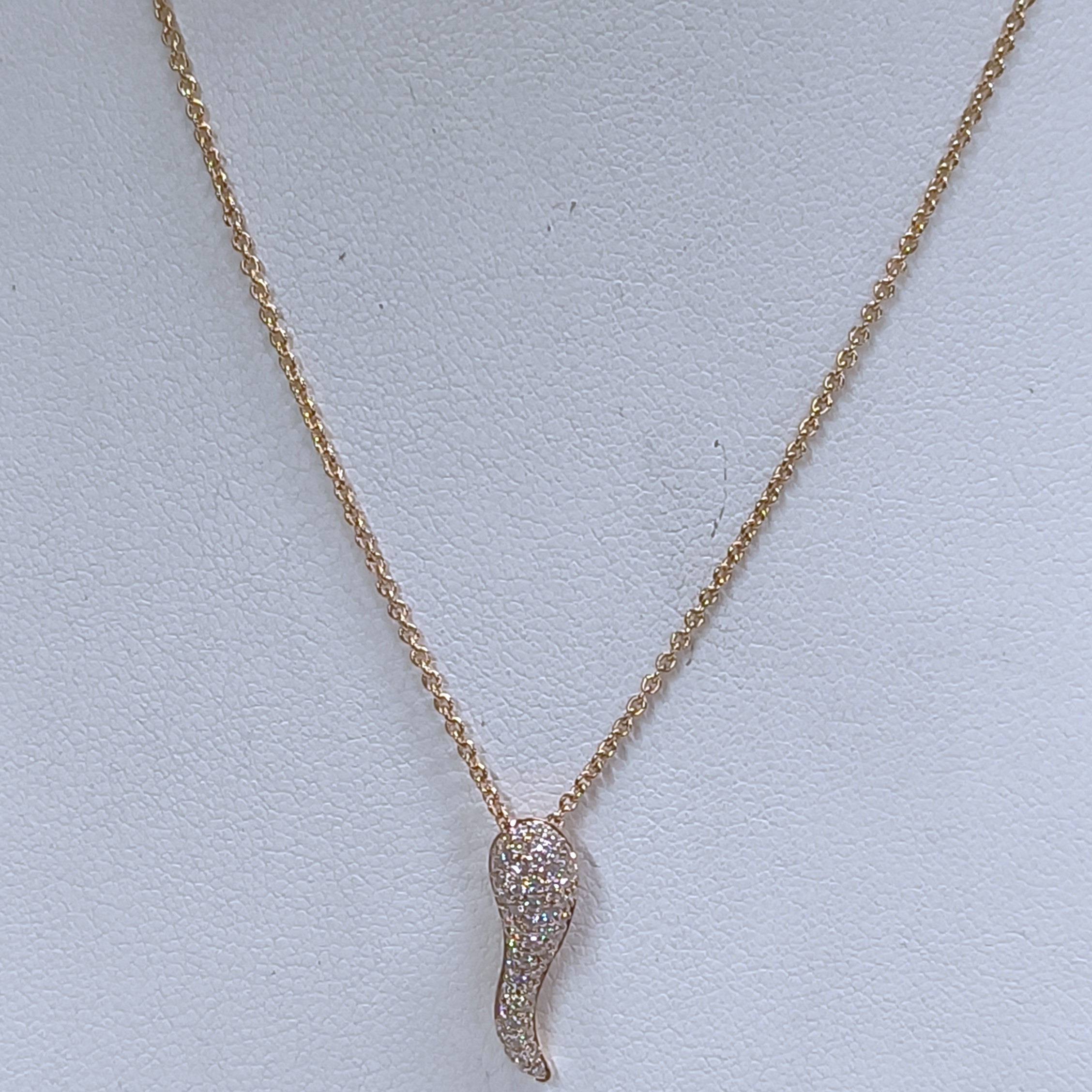 Collane oro giallo kt 18 cornetto con diamanti