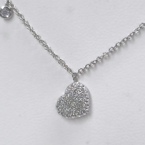 Collana oro bianco 18 kt  cuore pavè grande Crivel - immagine 2