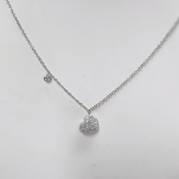 Collana oro bianco 18 kt  cuore pavè grande Crivel