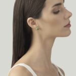 Orecchini argento 925 dorato cristalli verdi - immagine 2