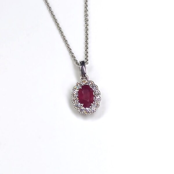 Girocollo oro bianco 18kt  rubino e diamanti - immagine 2