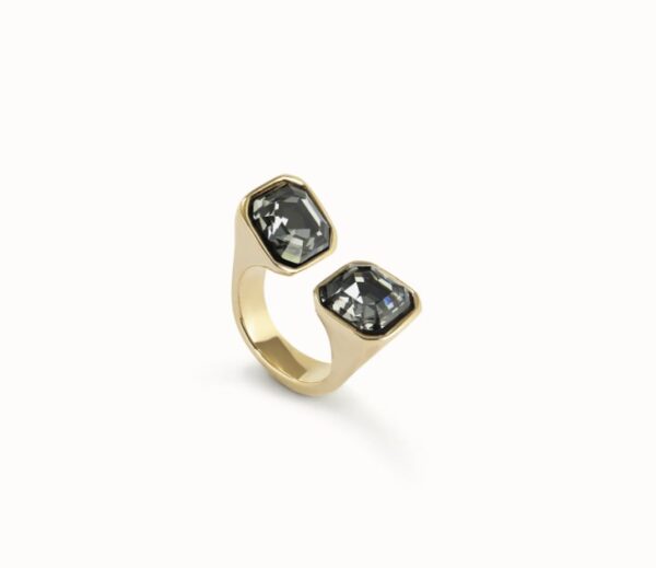 Anello argento placcato oro 18 kt crist nero