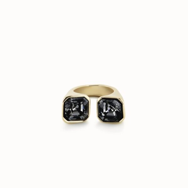 Anello argento placcato oro 18 kt crist nero - immagine 2