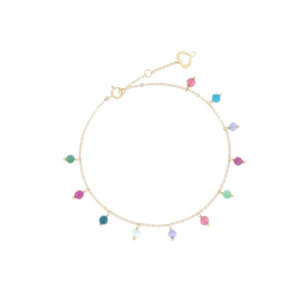 Bracciale oro giallo 18 kt  pietre pendenri multic