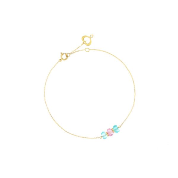 Bracciale oro giallo 18 kt  apatite e topazio rosa