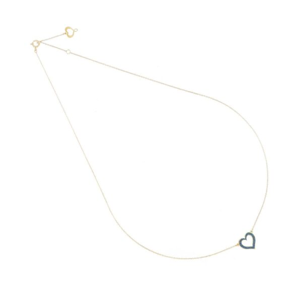 Girocollo oro giallo 18 kt cuore traforato polvere