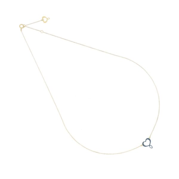 Girocollo oro giallo 18 kt cuore maman polvere blu