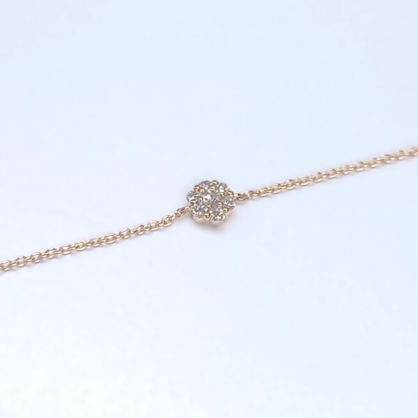 Bracciale oro rosa 18 kt  centrale fiore di diaman