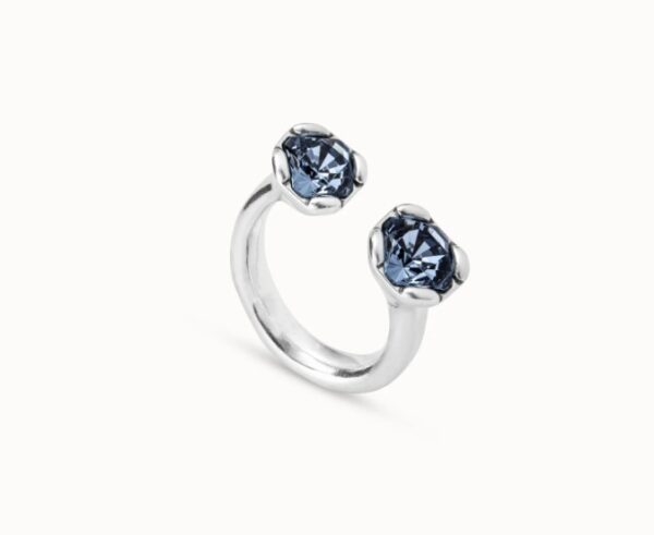 Anello placcato argento sterling con cristalli blu