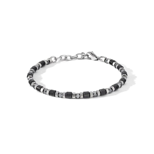 Bracciale in acciaio, ematite nera