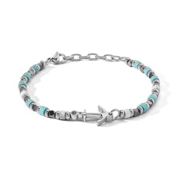 Bracciale in Acciaio turcheseAulite bianca Ematite