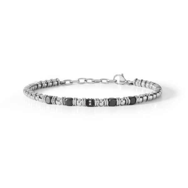 Bracciale in acciaio trattamento PVD nero zirconi