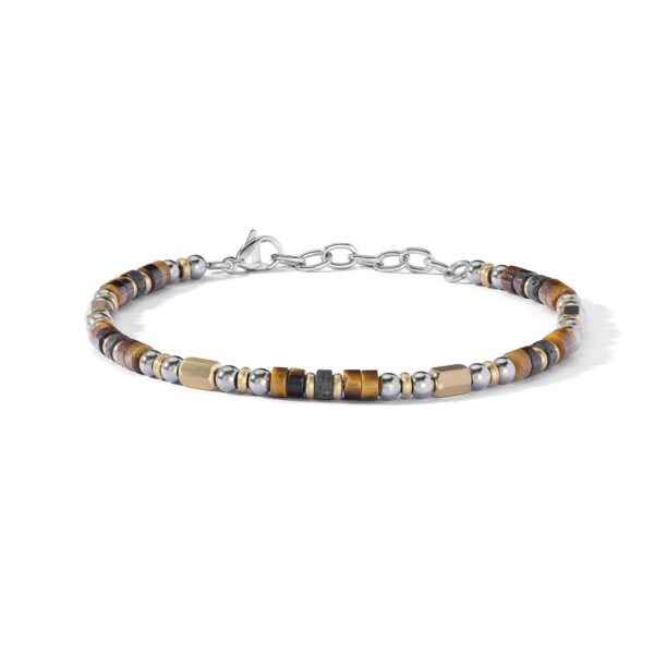 Bracciale in Acciaio, pvd giallo, Occhio di Tigre