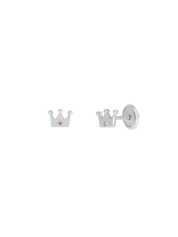 Orecchini argento 925 corona zircone rosa Marea