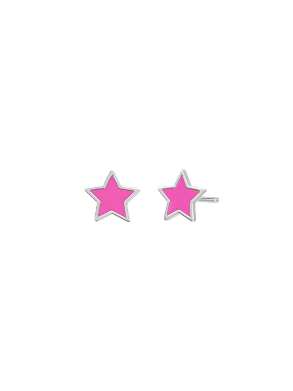 Orecchini argento 925 stella smalto fucsia Marea