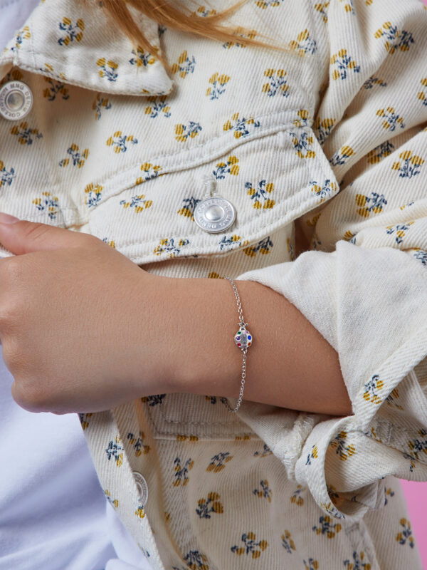 Bracciale Argento 925 coccinella zirconi multicolo - immagine 2