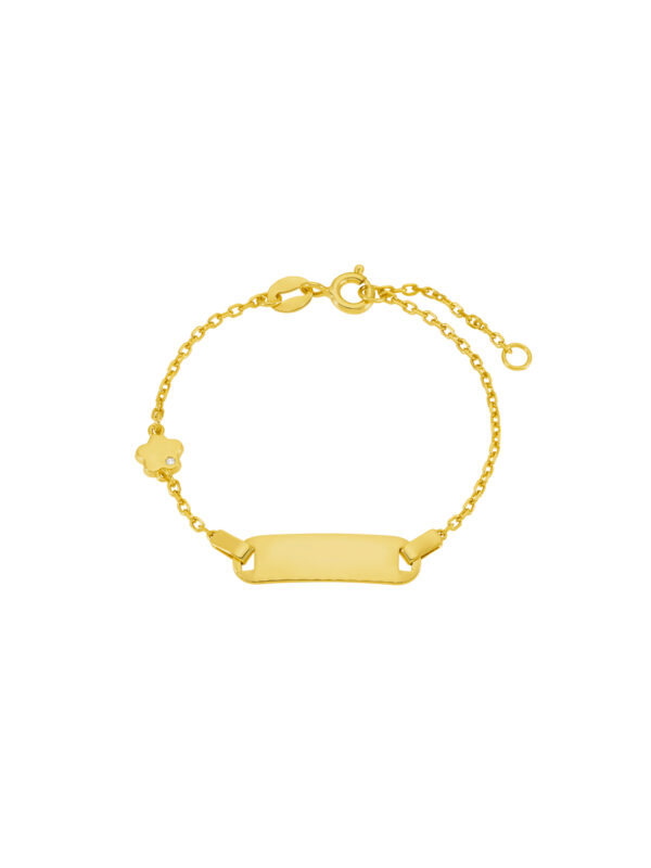 Bracciale Argento 925 targhetta e fiore placcata o