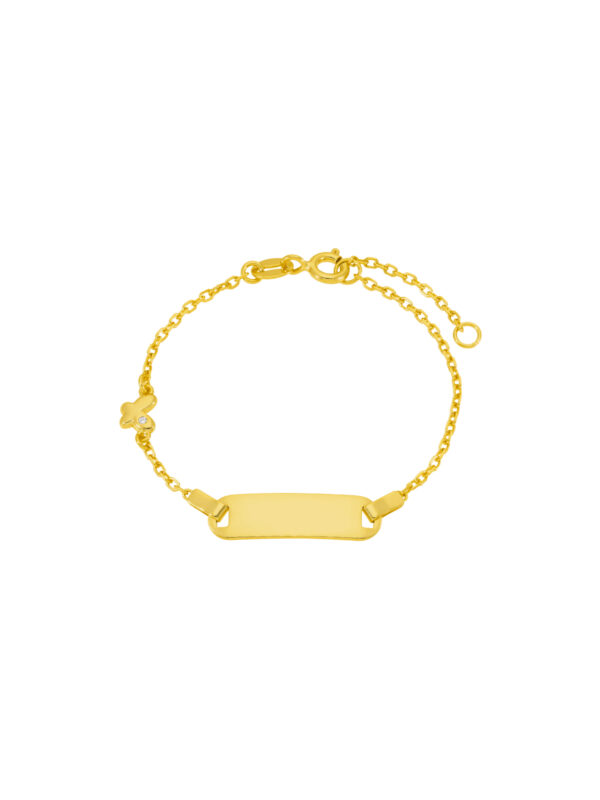 Bracciale Argento 925 targhetta e farfalle placcat