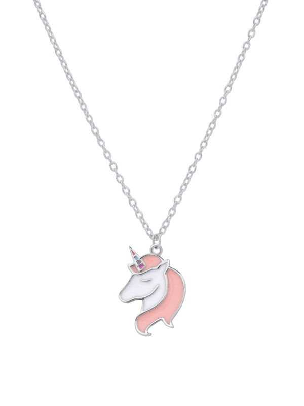 Collana argento 925 unicorno rosa Marea