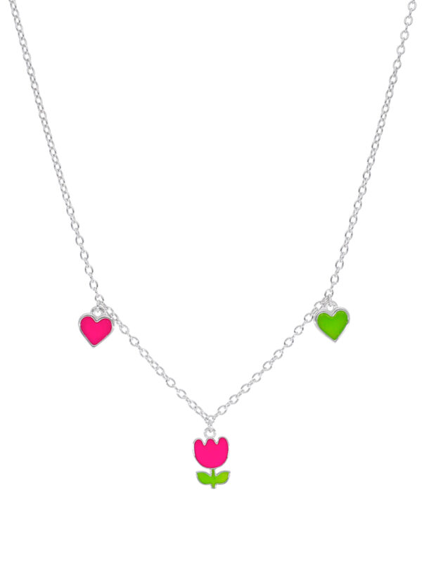 Collana argento 925 2 cuori e tulipano Marea