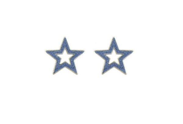 Orecchini oro 18 kt Stella traforato polvere blu