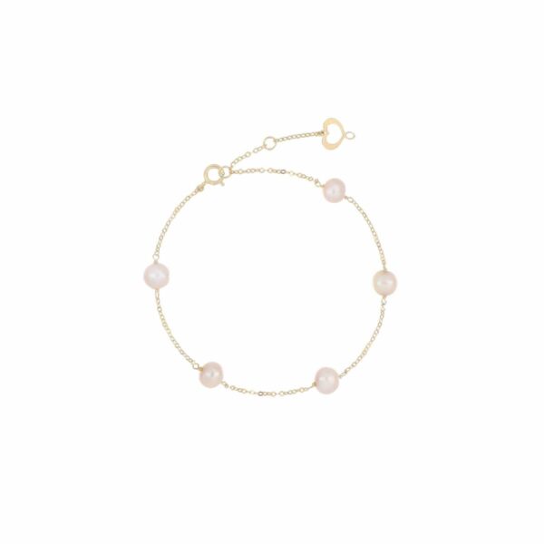 Bracciale oro 18kt Perle rosa 5.5 mm