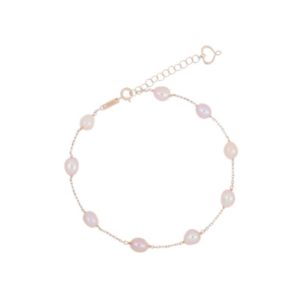 Bracciale oro 18kt Perle rosa 5 mm