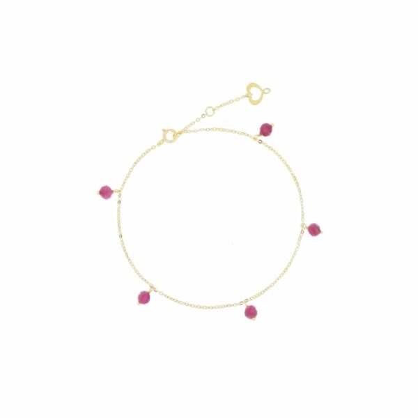 Bracciale oro 18kt Sfere di Rubino pendenti