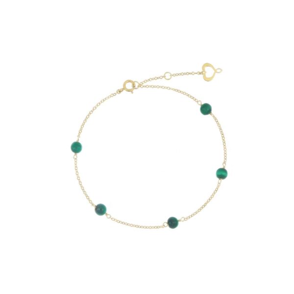 Bracciale oro 18kt Sfere di Malachite