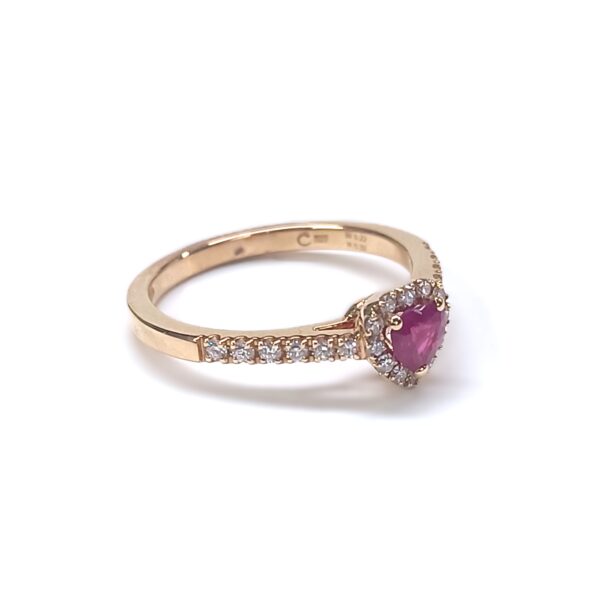 Anello oro rosa 18 kt cuore Rubino e Diamanti Criv - immagine 4
