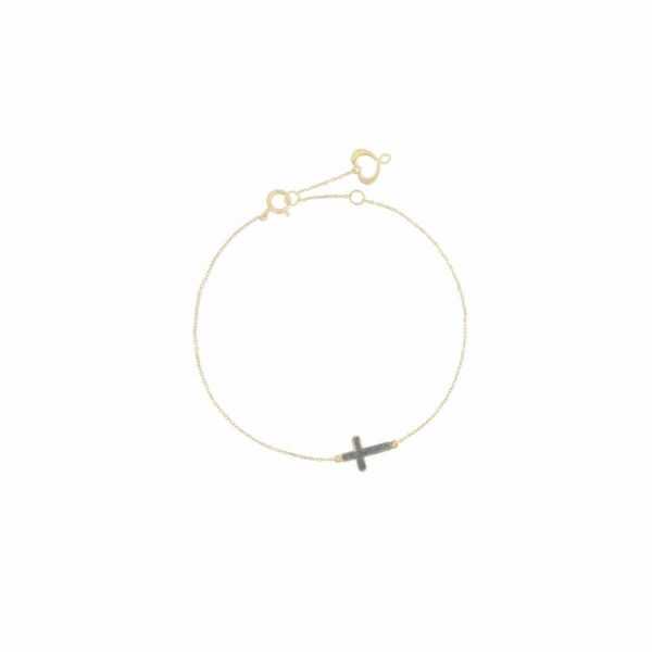 Bracciale oro 18 kt croce polvere blu  Maman et So