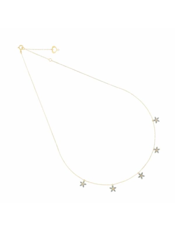 Collana oro 18 kt  fiori celesti